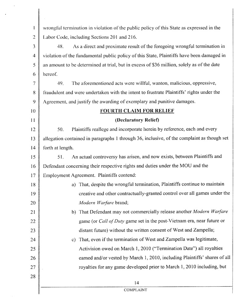 Illustration for article titled Ousted Infinity Ward Founders' Lawsuit Against Activision (The Court Documents)
